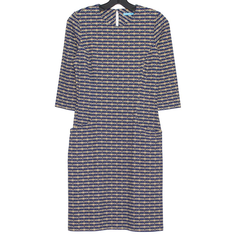 J McLaughlin Catalyst Dress Catalina Cloth Chain Print Stretch 3/4 Sleeve XS